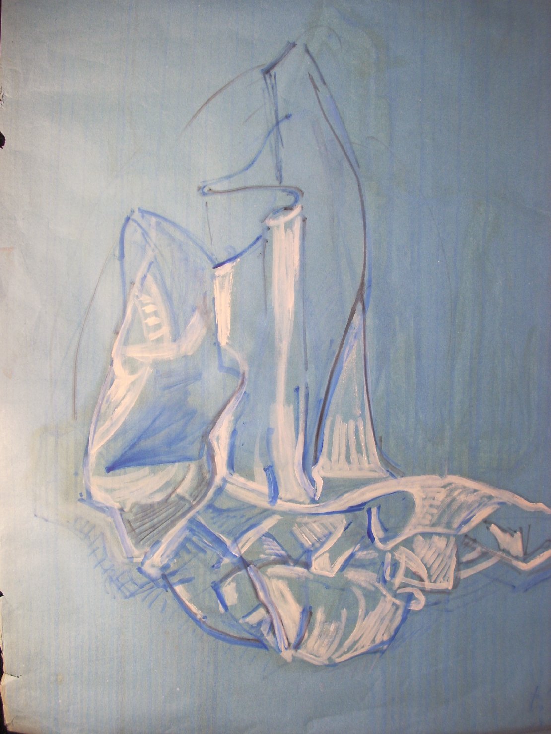 Studio di piega in bianco e blu 3 (disegno) di Ciamarra Elena (sec. XX)