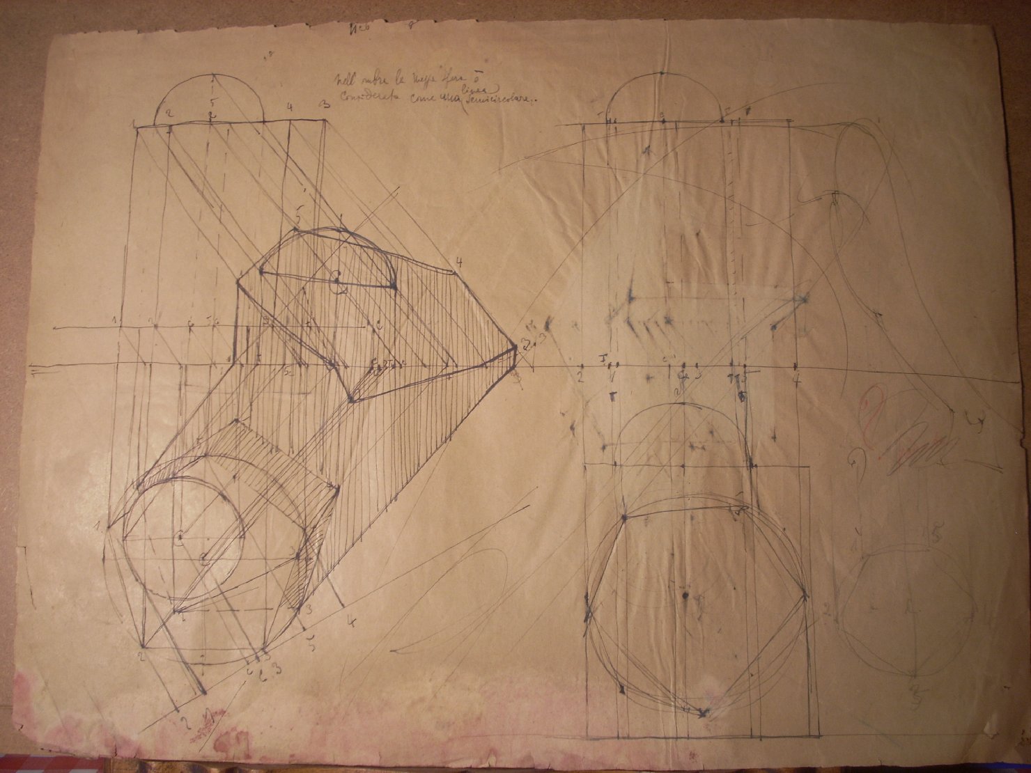 Studi vari di figure geometriche (disegno) di Ciamarra Elena (sec. XX)