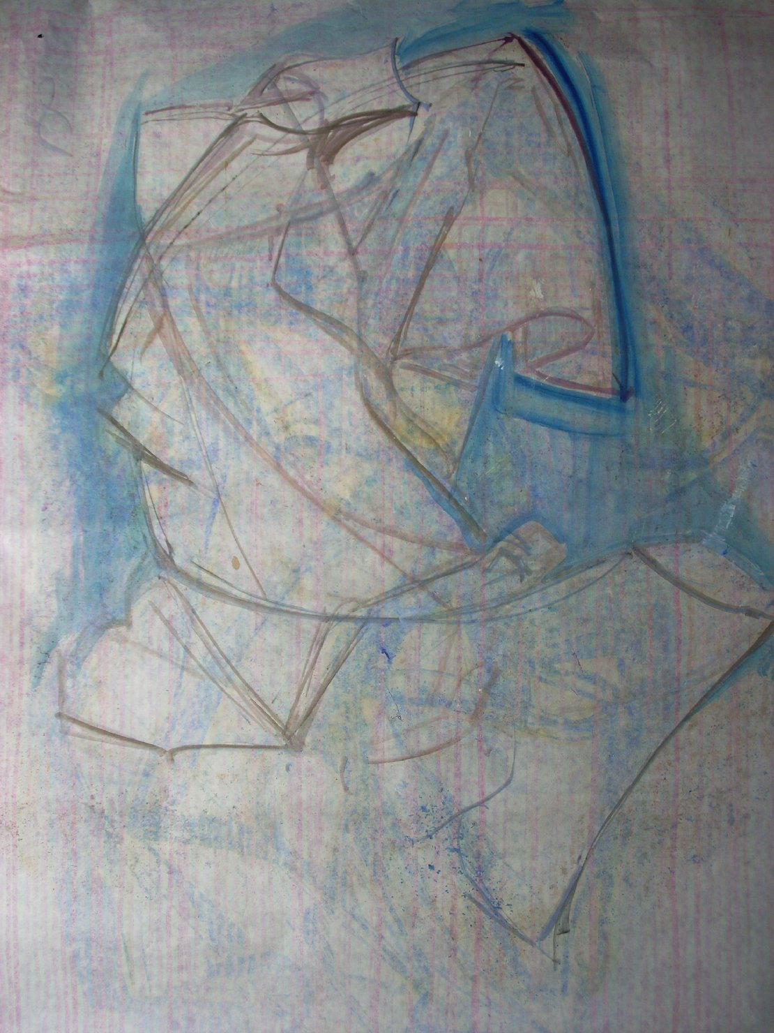 Piega in blu e marrone (disegno) di Ciamarra Elena (sec. XX)