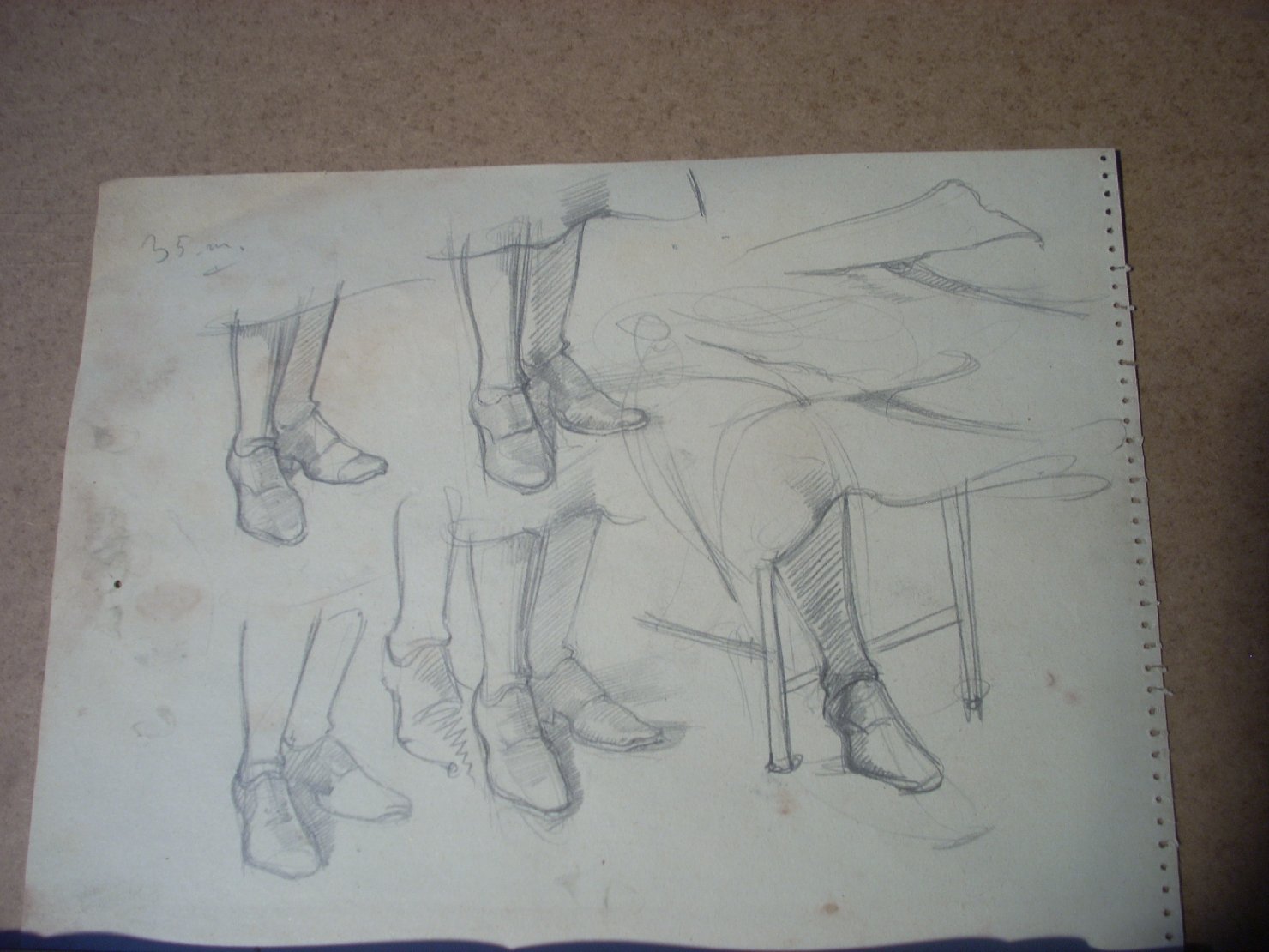 Schizzi di piedi di Assunta, studio di gambe (disegno) di Ciamarra Elena (sec. XX)