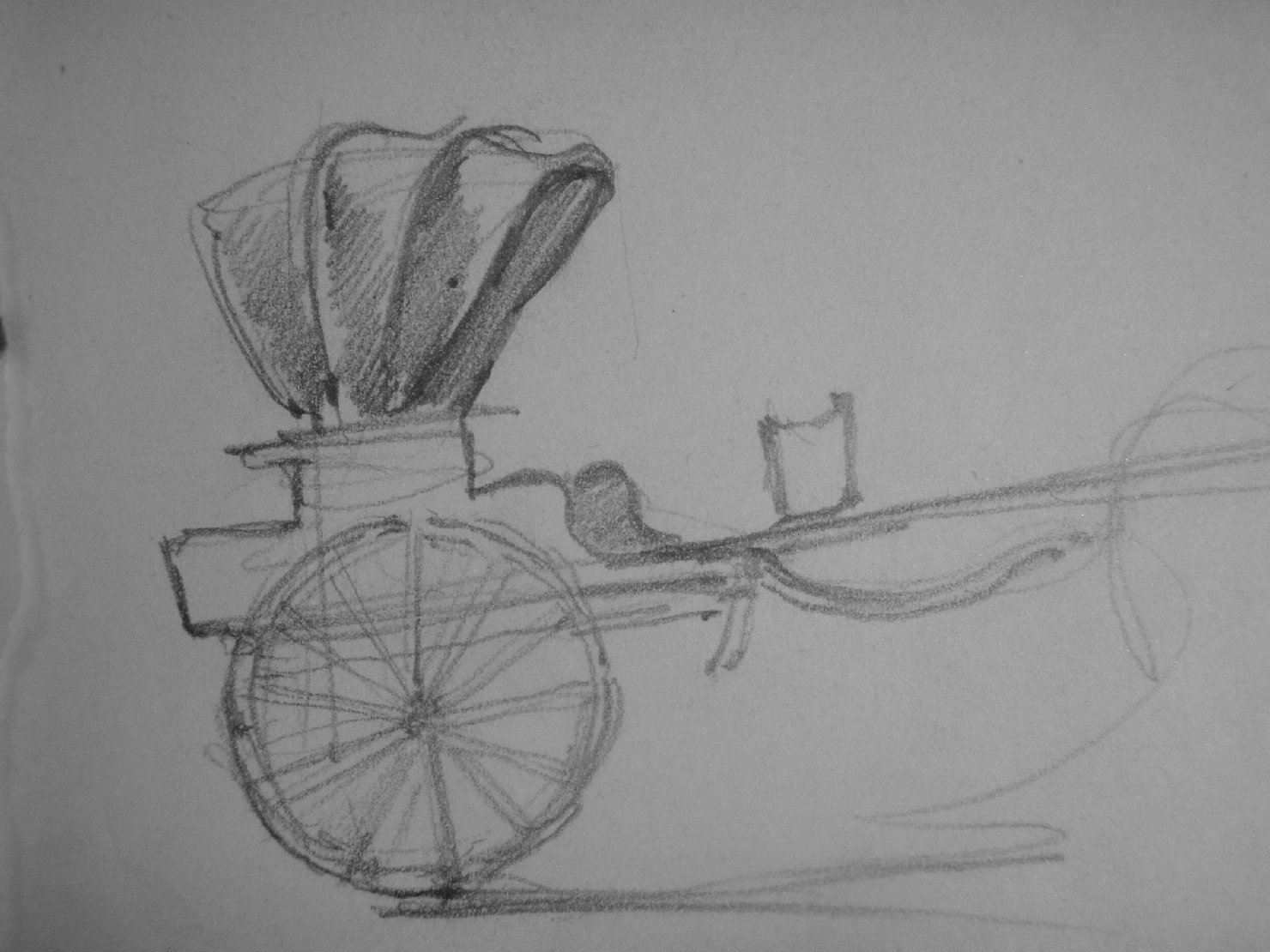 Schizzetto di calesse, calesse (disegno) di Ciamarra Elena (sec. XX)