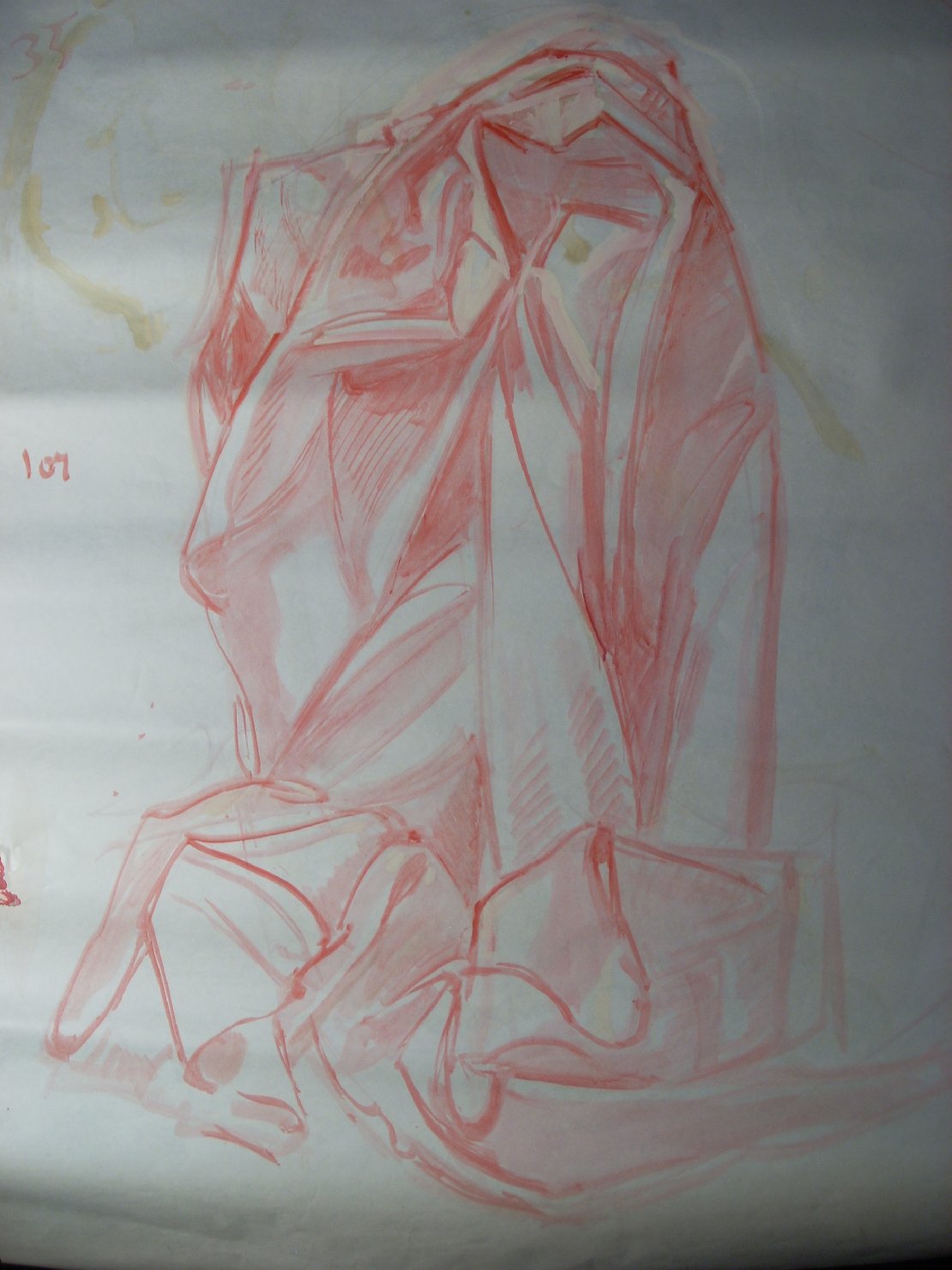 Studio di piega in rosso 1 (disegno) di Ciamarra Elena (sec. XX)