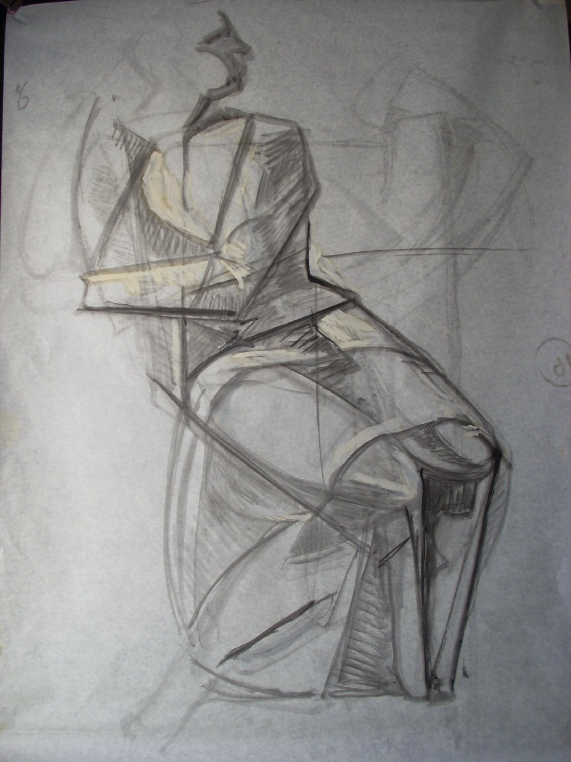 Piega in nero, figura femminile (disegno) di Ciamarra Elena (sec. XX)