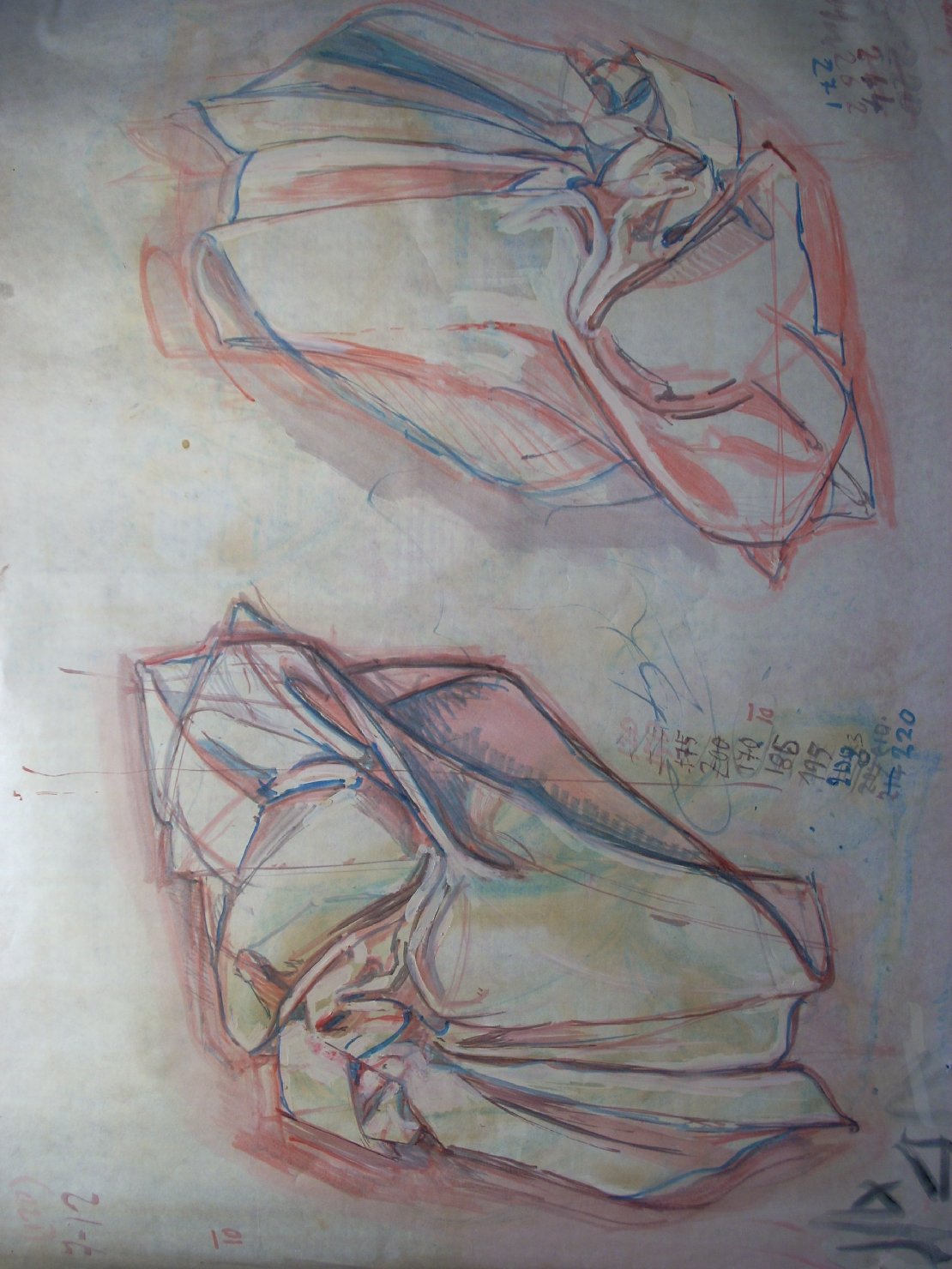 Due pieghe in blu e rosa 1 (disegno) di Ciamarra Elena (sec. XX)