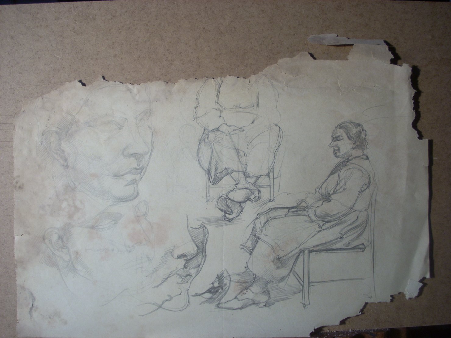 Schizzi vari di Assunta 116, figura femminile (disegno) di Ciamarra Elena (sec. XX)