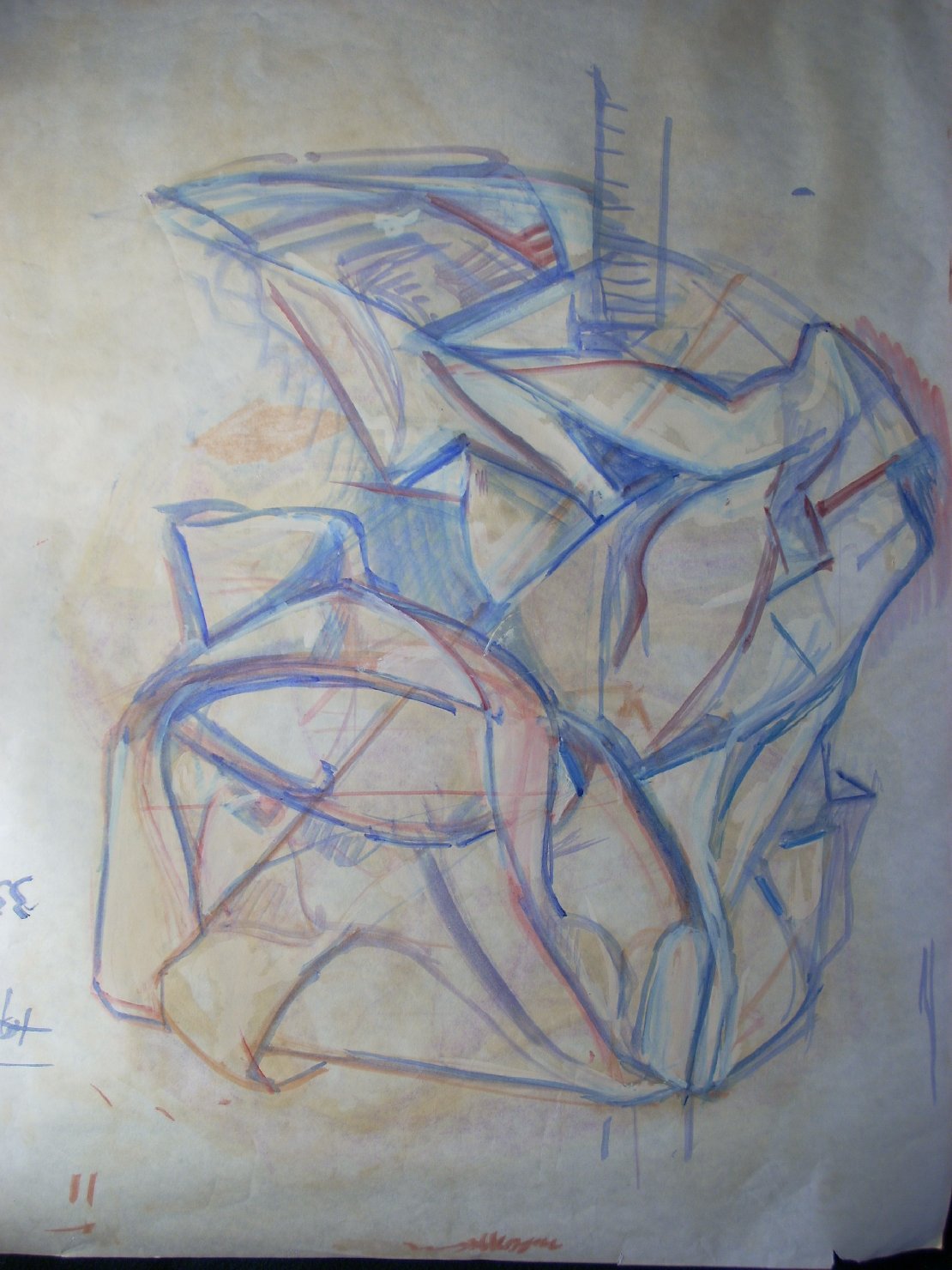 Piega in blu e rosa (disegno) di Ciamarra Elena (sec. XX)
