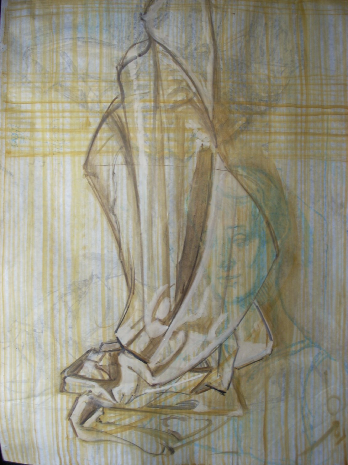 Piega in marrone e senape (disegno) di Ciamarra Elena (sec. XX)