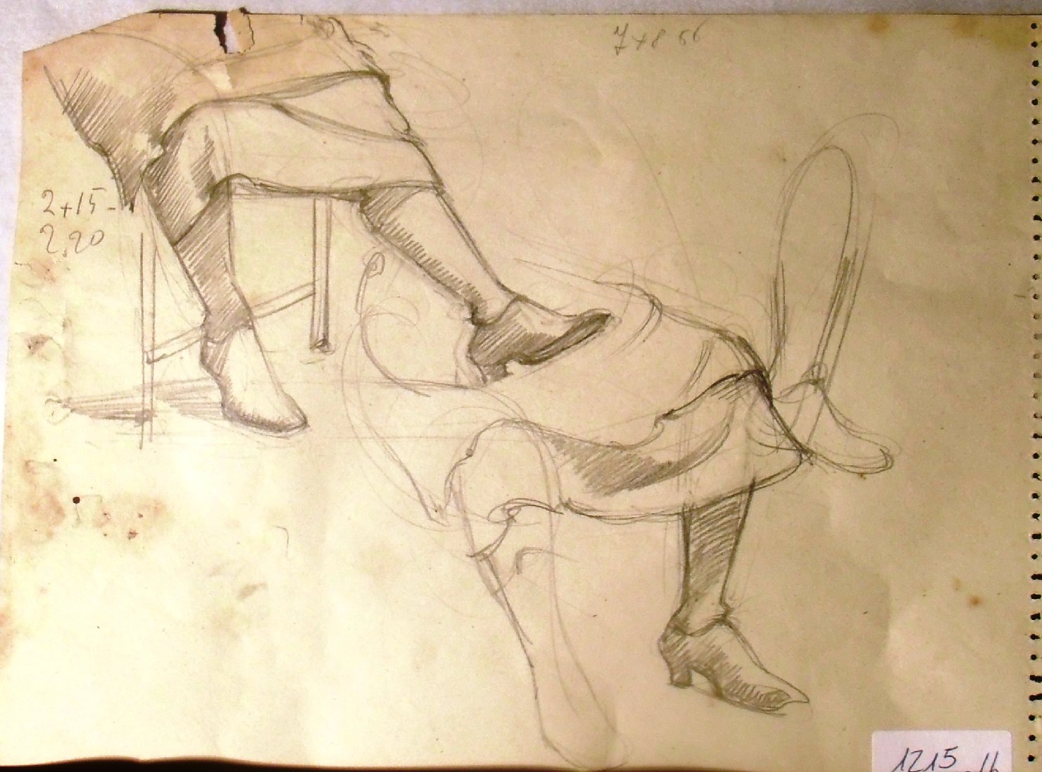 Schizzi vari di piedi di Assunta 1, studio di gambe (disegno) di Ciamarra Elena (sec. XX)