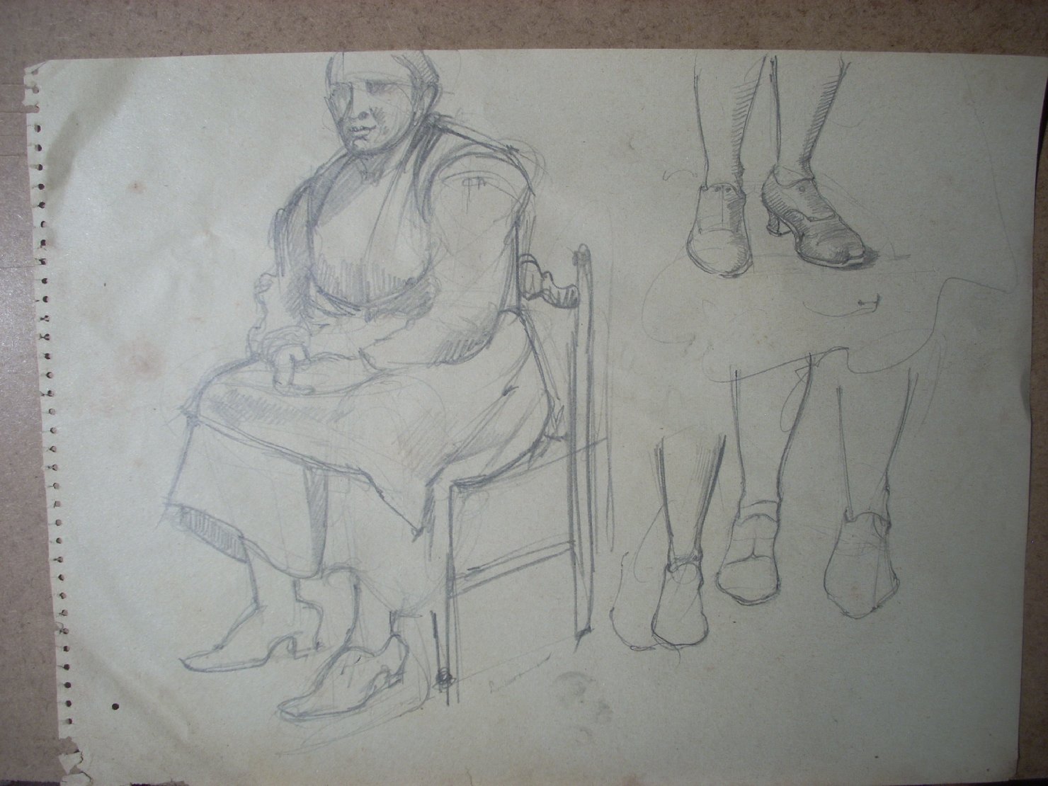 Schizzi vari di Assunta 170, figura femminile (disegno) di Ciamarra Elena (sec. XX)