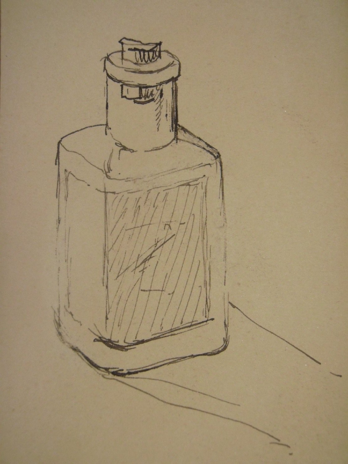 Schizzetto di bottiglia, bottiglia (disegno) di Ciamarra Elena (sec. XX)