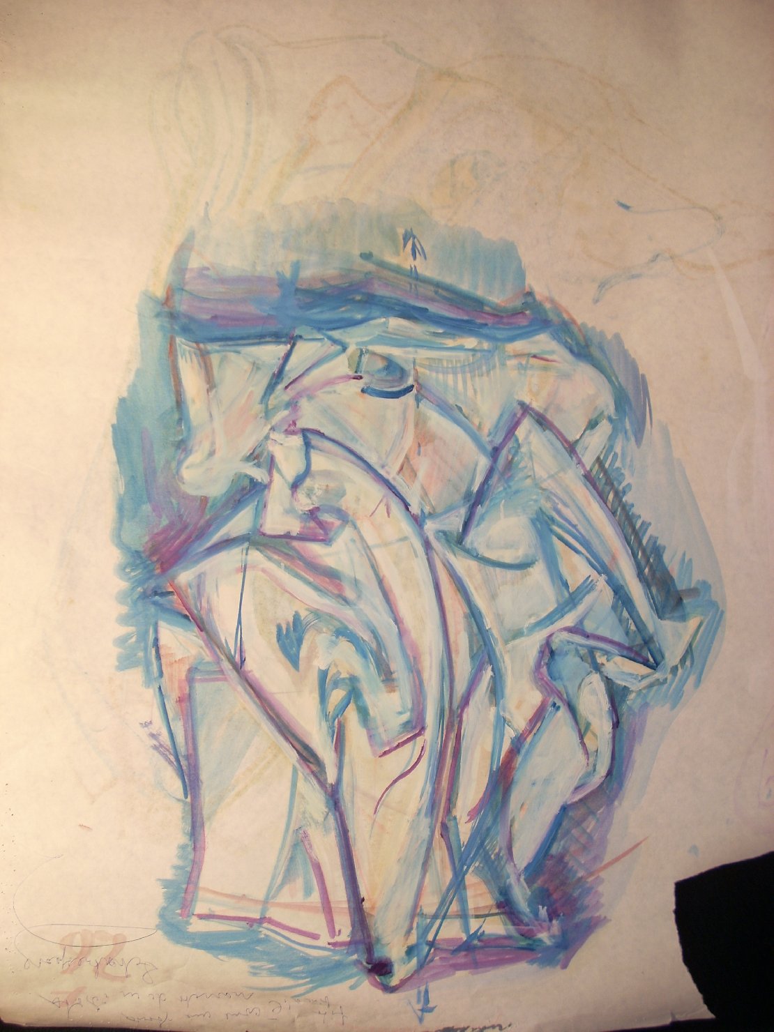 Piega in blu e viola (disegno) di Ciamarra Elena (sec. XX)