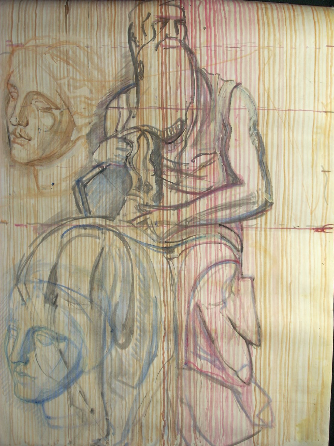 Schizzo dalla Cappella de'Pazzi e teste, figure (disegno) di Ciamarra Elena (sec. XX)
