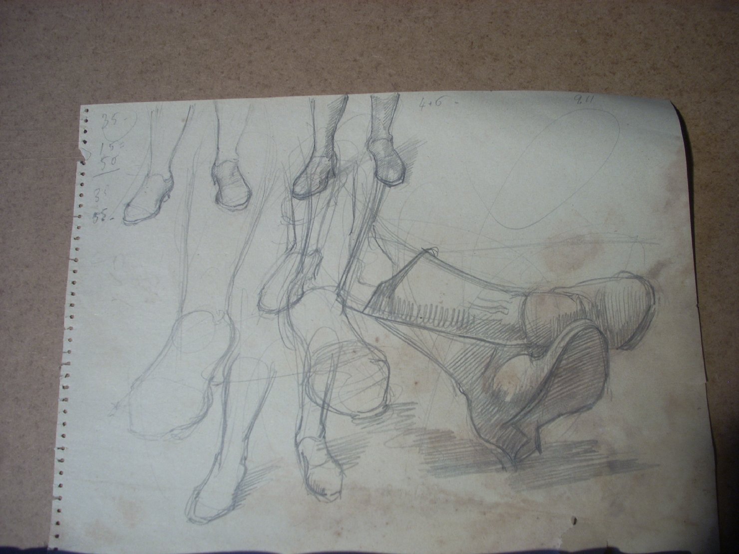 Schizzi vari di gambe di Assunta 2, studio di gambe (disegno) di Ciamarra Elena (sec. XX)