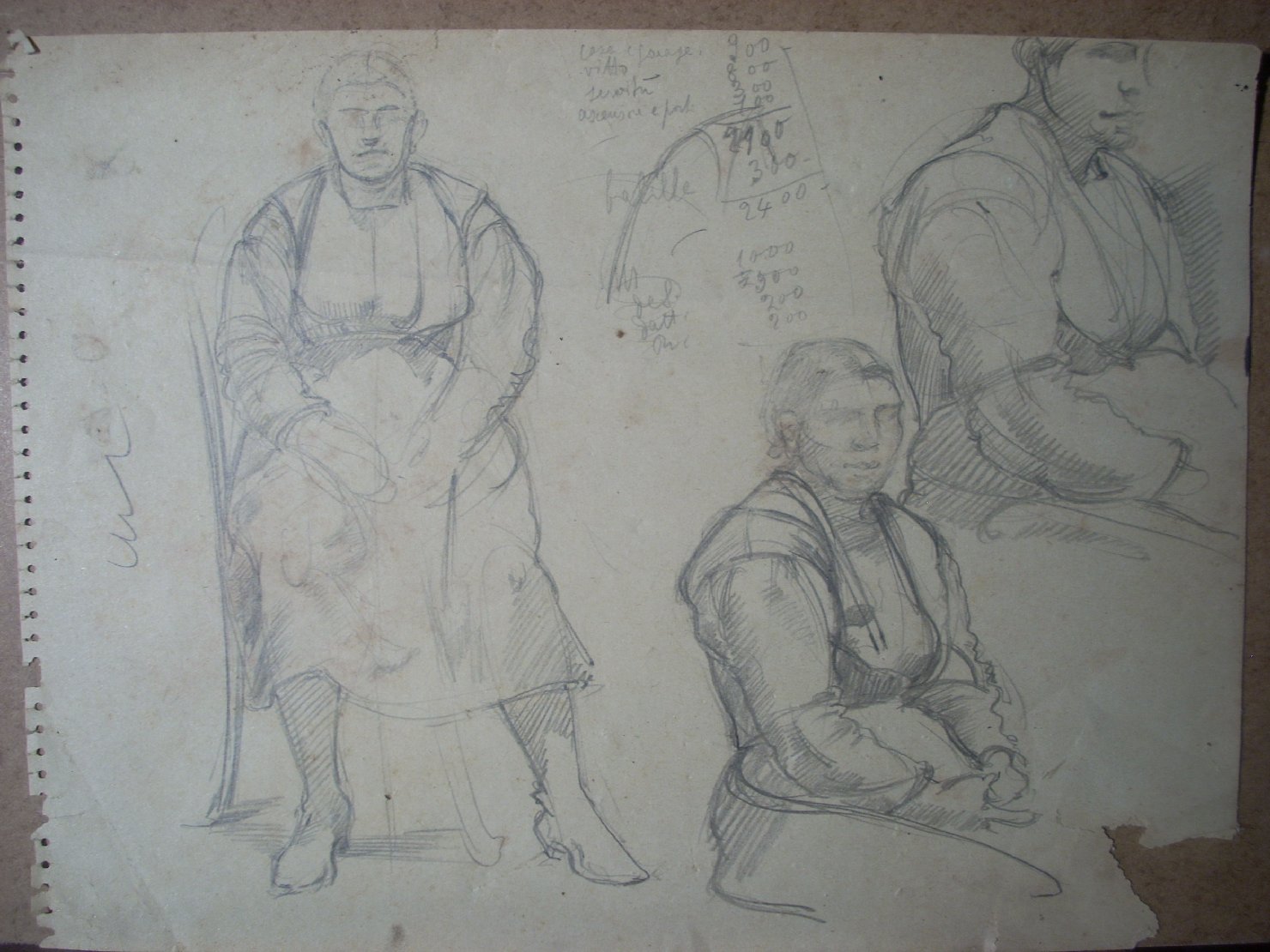 Schizzi vari di Assunta 176, figura femminile (disegno) di Ciamarra Elena (sec. XX)