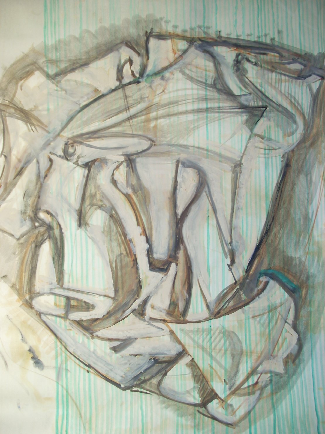 Piega in marrone su fondo verde 2 (disegno) di Ciamarra Elena (sec. XX)