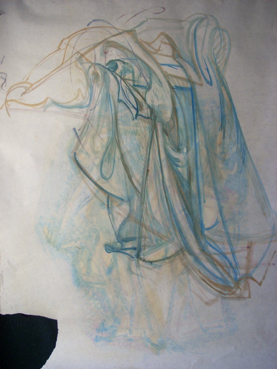 Piega in blu e senape (disegno) di Ciamarra Elena (sec. XX)