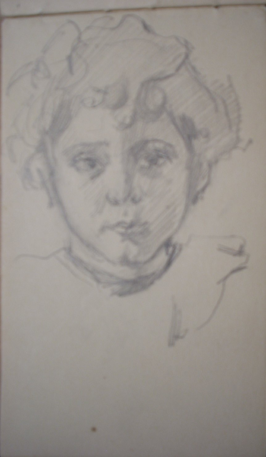 Schizzetto di bambina, ritratto di bambina (disegno) di Ciamarra Elena (sec. XX)