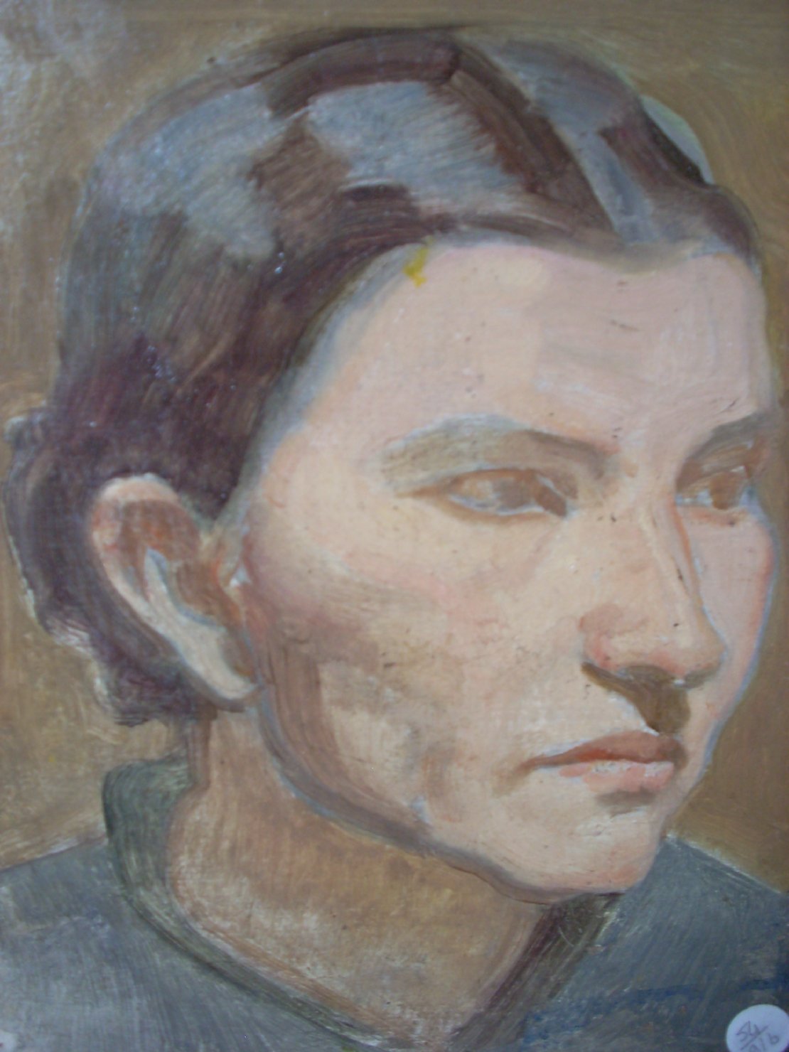 Assunta di tre quarti, ritratto di donna (dipinto) di Ciamarra Elena (sec. XX)