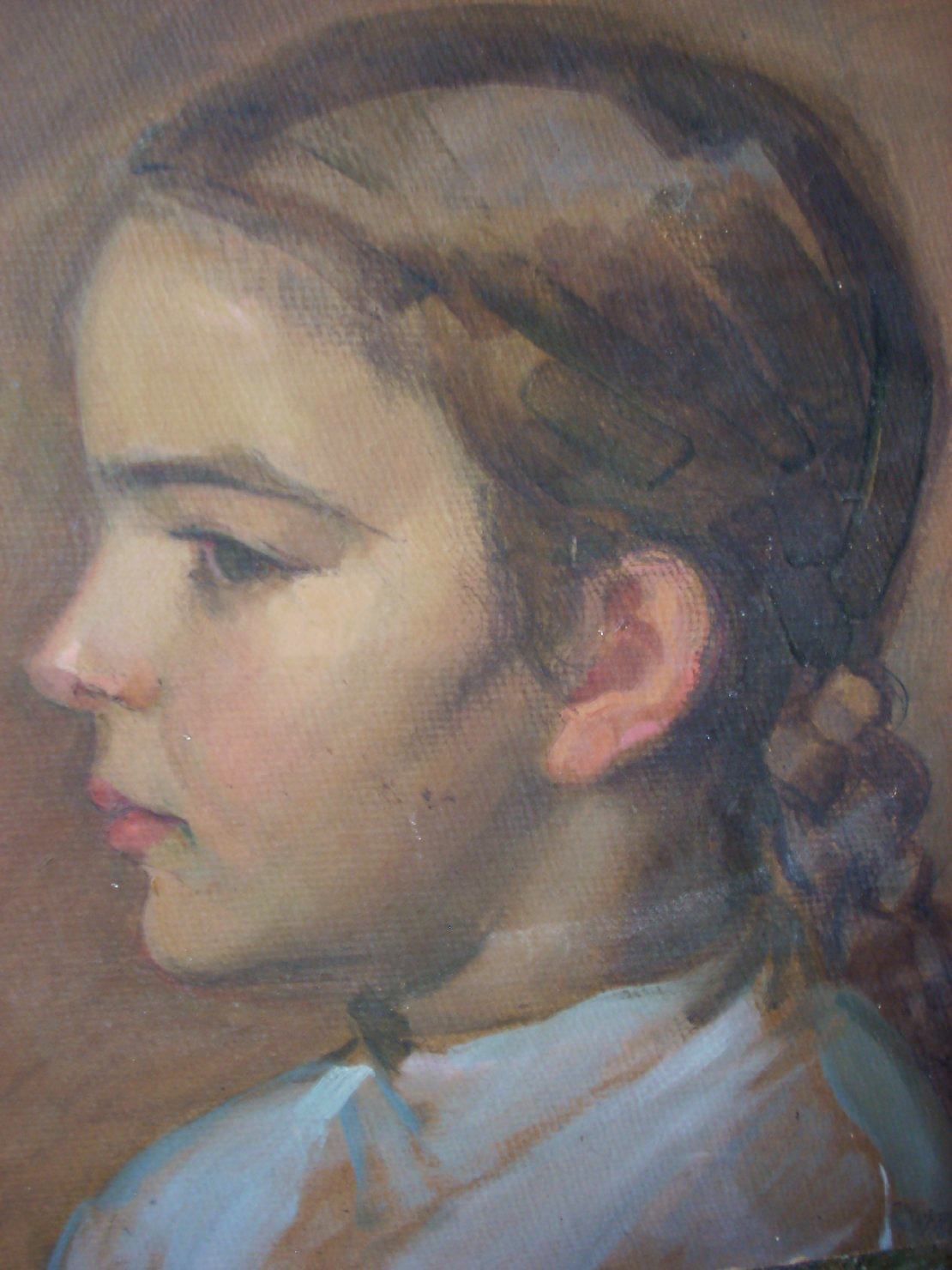 Minna di profilo, ritratto (dipinto) di Ciamarra Elena (sec. XX)