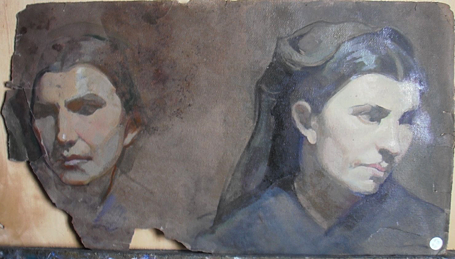 Doppio ritratto di Assunta 1, ritratto di donna (dipinto) di Ciamarra Elena (sec. XX)