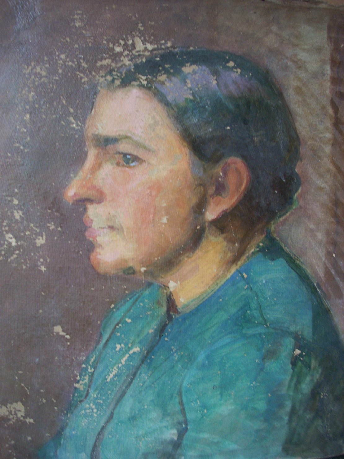 Profilo di Assunta, ritratto di donna (dipinto) di Ciamarra Elena (sec. XX)