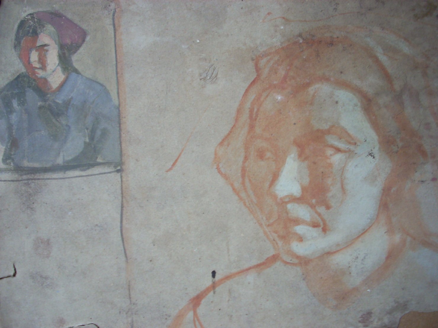Due schizzi di Assunta, ritratto di donna (dipinto) di Ciamarra Elena (sec. XX)