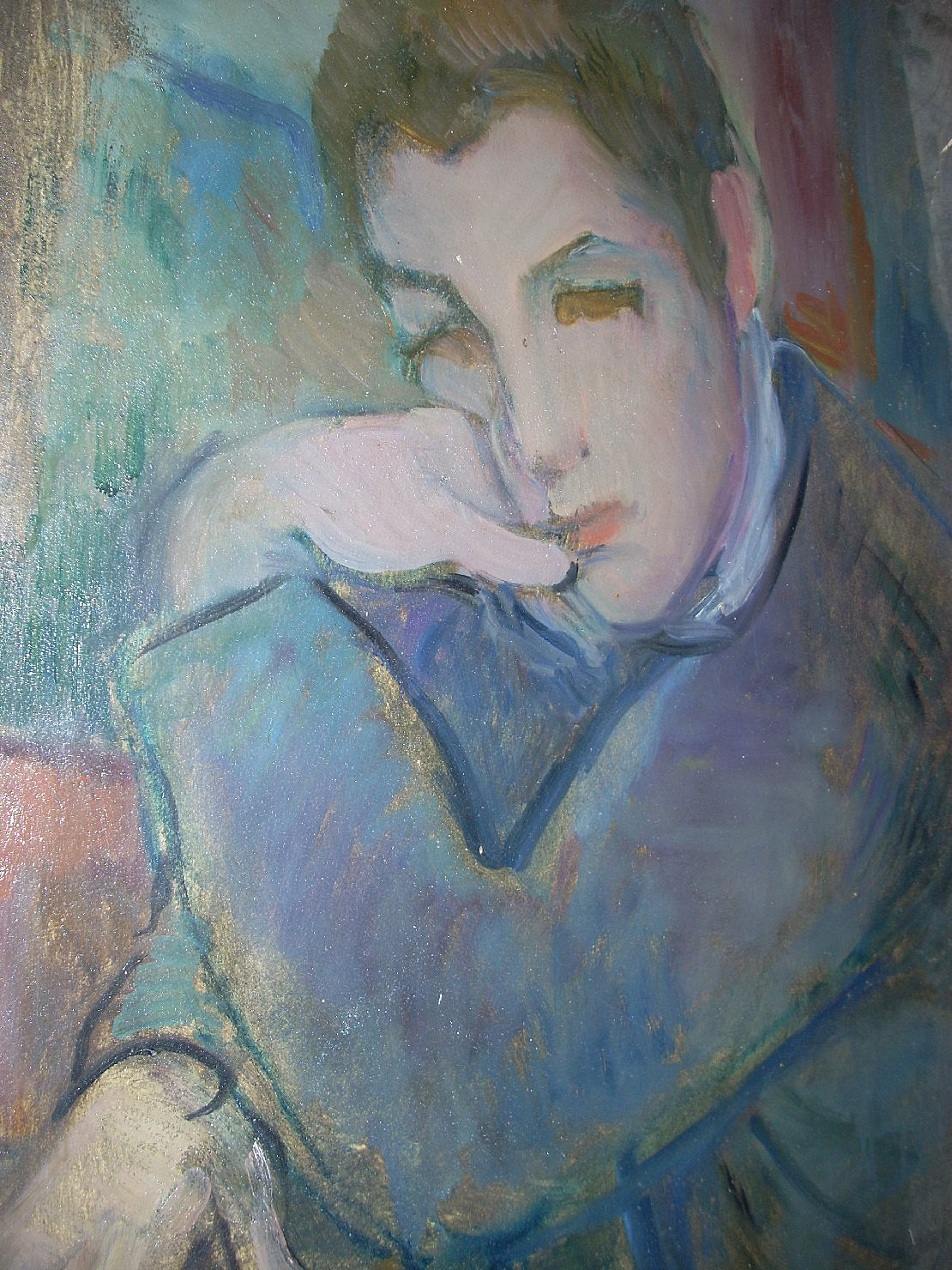 Ritratto di ragazzo meditabondo, ritratto d'uomo (dipinto) di Ciamarra Elena (sec. XX)