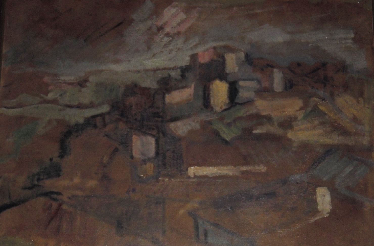 Abbozzo del colle, paesaggio (dipinto) di Ciamarra Elena (sec. XX)