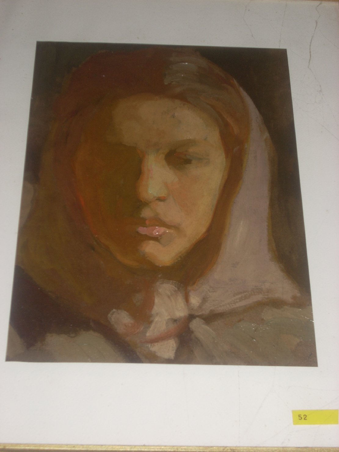 Contadina con fazzoletto grigio, ritratto di donna (dipinto) di Ciamarra Elena (sec. XX)