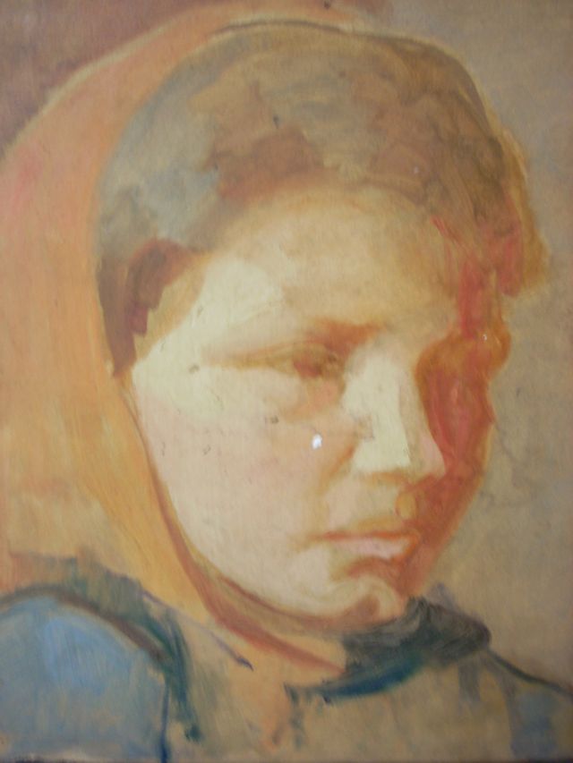 Busto contadina tre quarti, ritratto di donna (dipinto) di Ciamarra Elena (sec. XX)