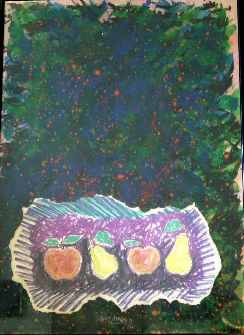 Natura morta con mele e pere, natura morta con mele e pere (dipinto) di Conenna Mimmo (sec. XX)