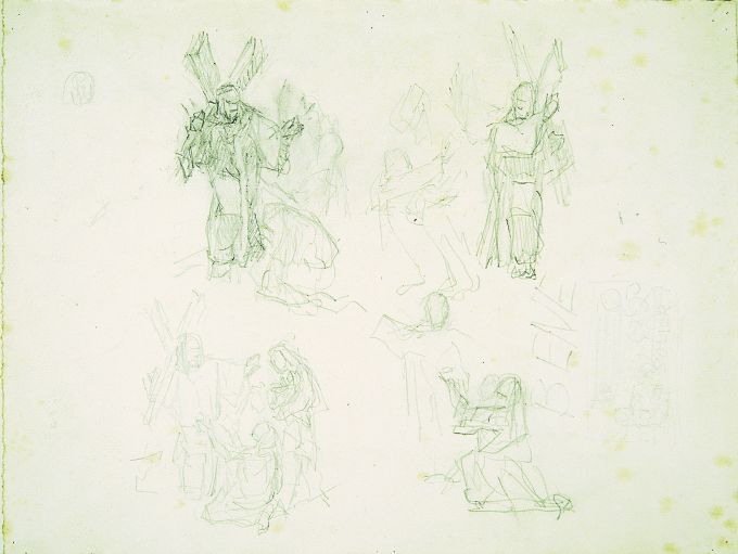 studi di Cristo portacroce (disegno) di Lanave Antonio (secc. XIX/ XX)