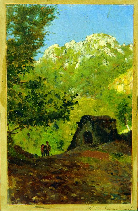 paesaggio alpino (dipinto) di Campriani Alceste (attribuito) (fine sec. XIX)