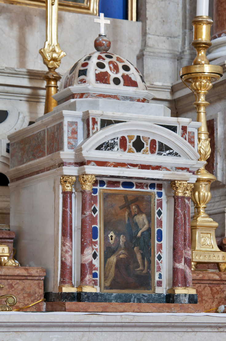 tabernacolo, elemento d'insieme - bottega faentina (sec. XVII)