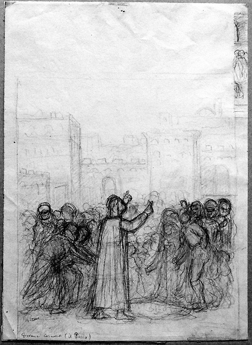 scena sacra non identificata (disegno) di Carnovali Giovanni detto Piccio (metà sec. XIX)