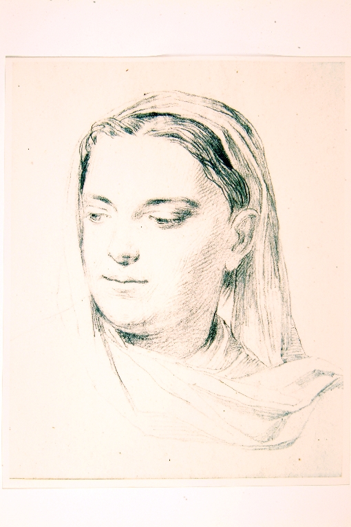 studio di testa di donna (disegno) - ambito italiano (sec. XIX)
