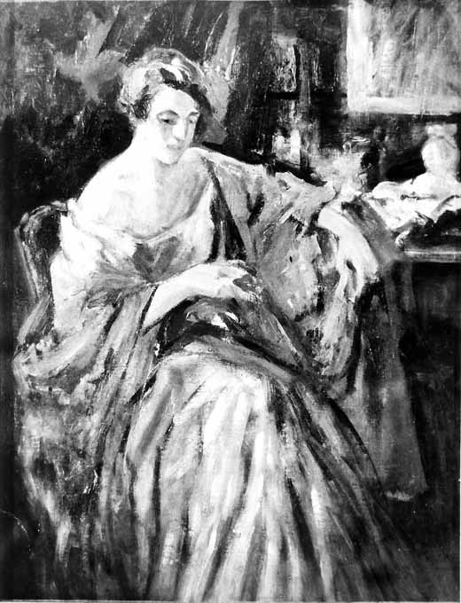 figura femminile seduta (dipinto) di Caffe' Nino (metà sec. XX)
