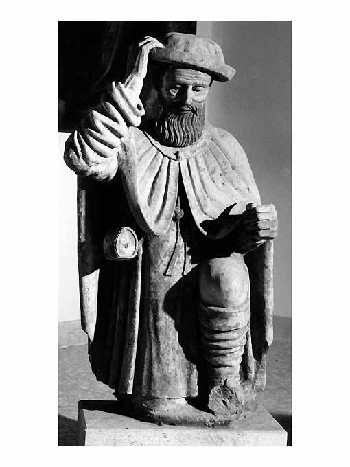 pastore adorante (statua da presepio) di Stefano da Putignano (attribuito) (prima metà sec. XVI)