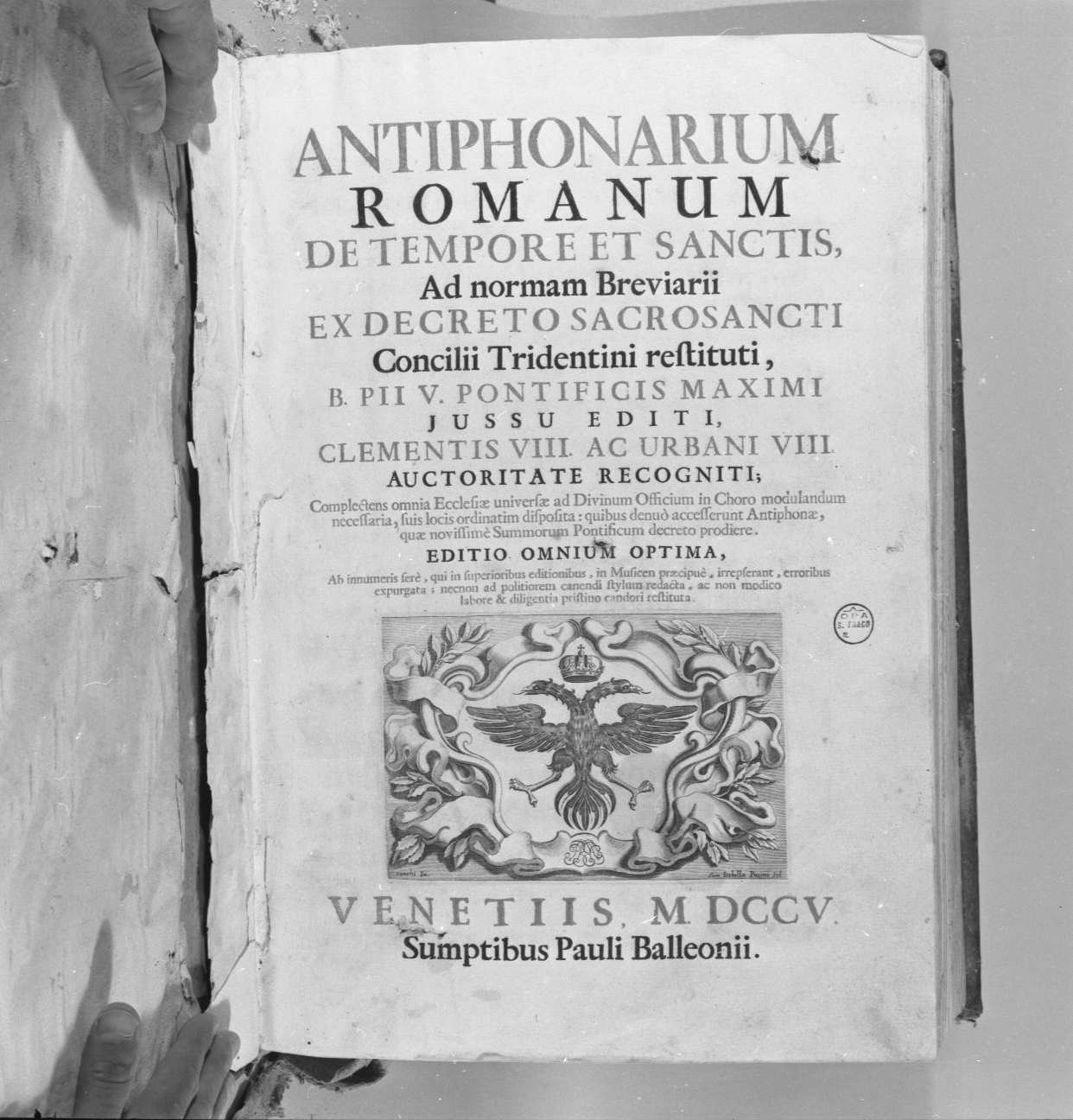 Frontespizio di antifonario, stemma gentilizio (stampa) - ambito veneziano (sec. XVIII)