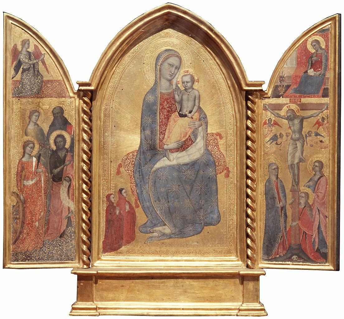 Santi, angelo annunciante (anta di altarolo portatile) di Jacopo di Cione detto Jacopo Orcagna (sec. XIV)