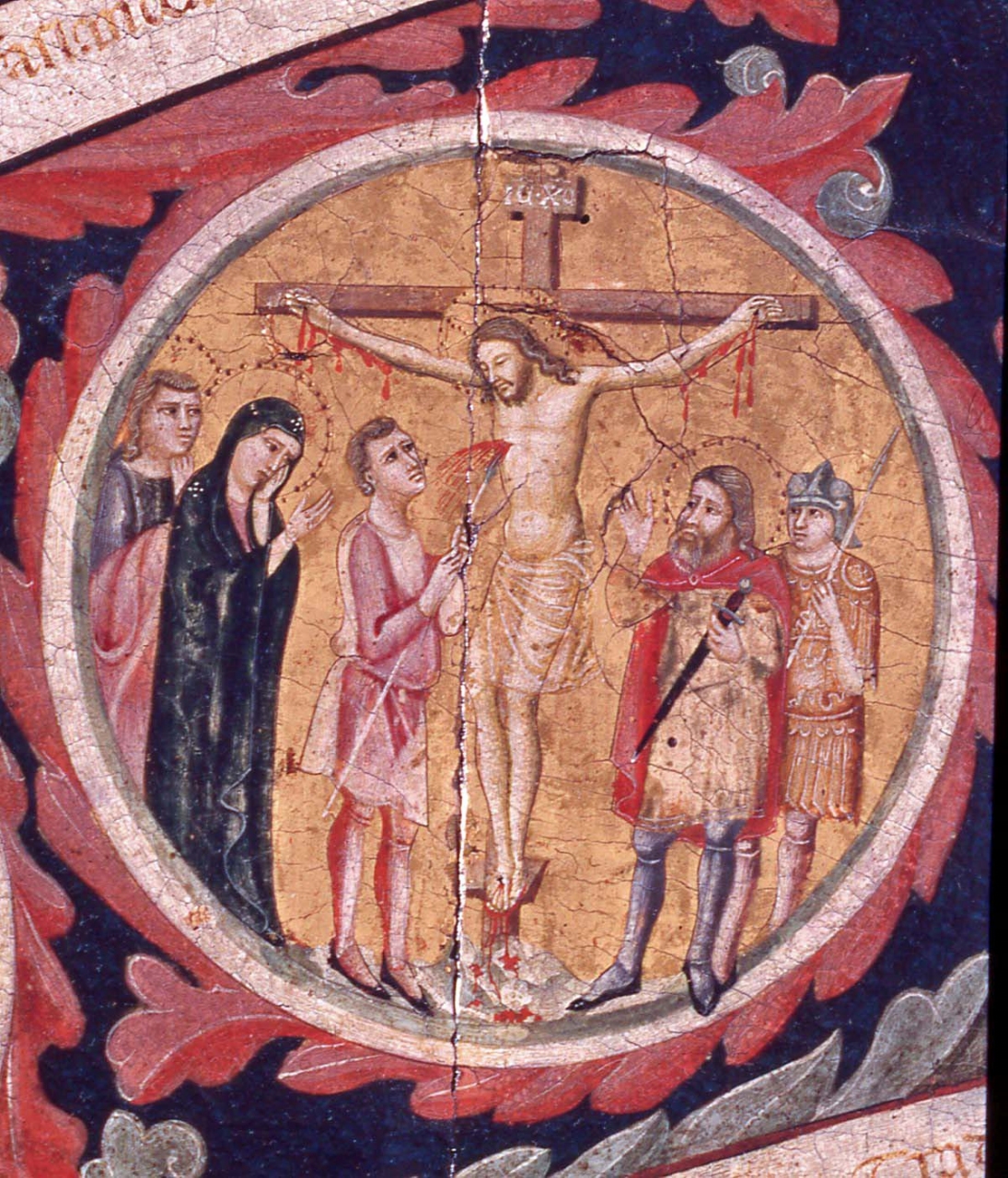 Longino trafigge il fianco di Cristo con la lancia (dipinto) di Pacino di Buonaguida (sec. XIV)