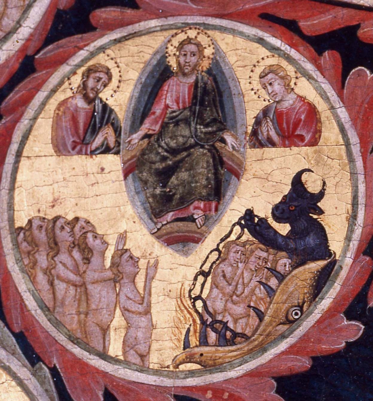 divisione degli eletti dai dannati (dipinto) di Pacino di Buonaguida (sec. XIV)