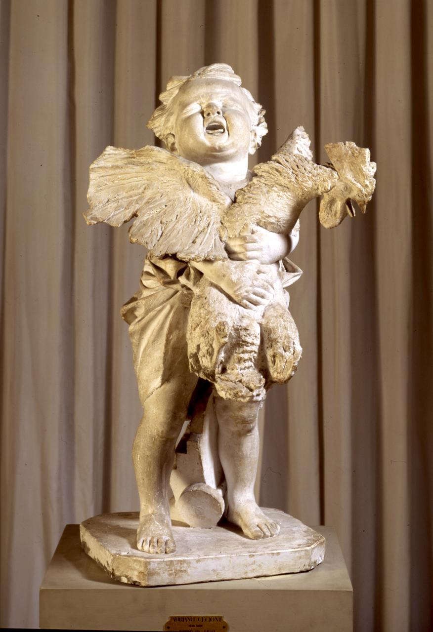 Bambino con gallo, bambino (scultura) di Cecioni Adriano (sec. XIX)