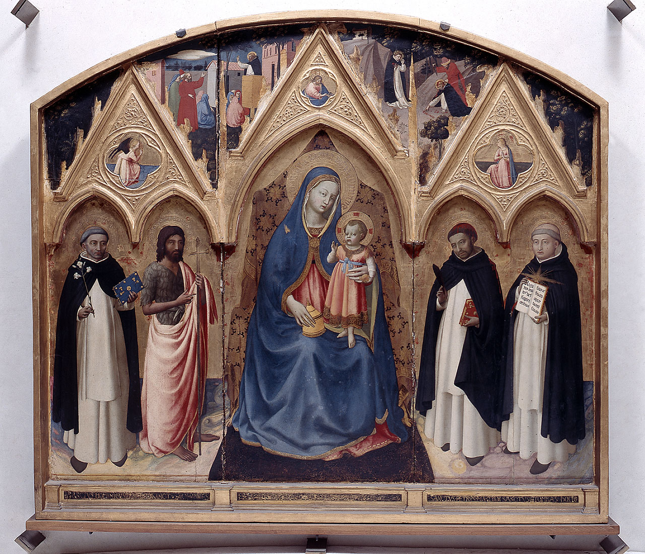 Madonna con Bambino e Santi, Annunciazione, Dio Padre (trittico) di Giovanni da Fiesole detto Beato Angelico (sec. XV)
