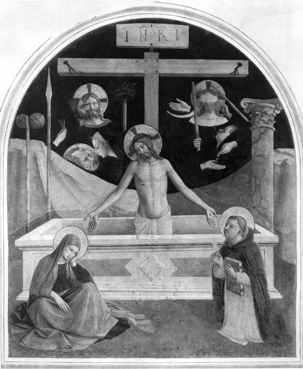 Cristo in pietà, Madonna, San Domenico (dipinto) di Giovanni da Fiesole detto Beato Angelico (e aiuti) (sec. XV)