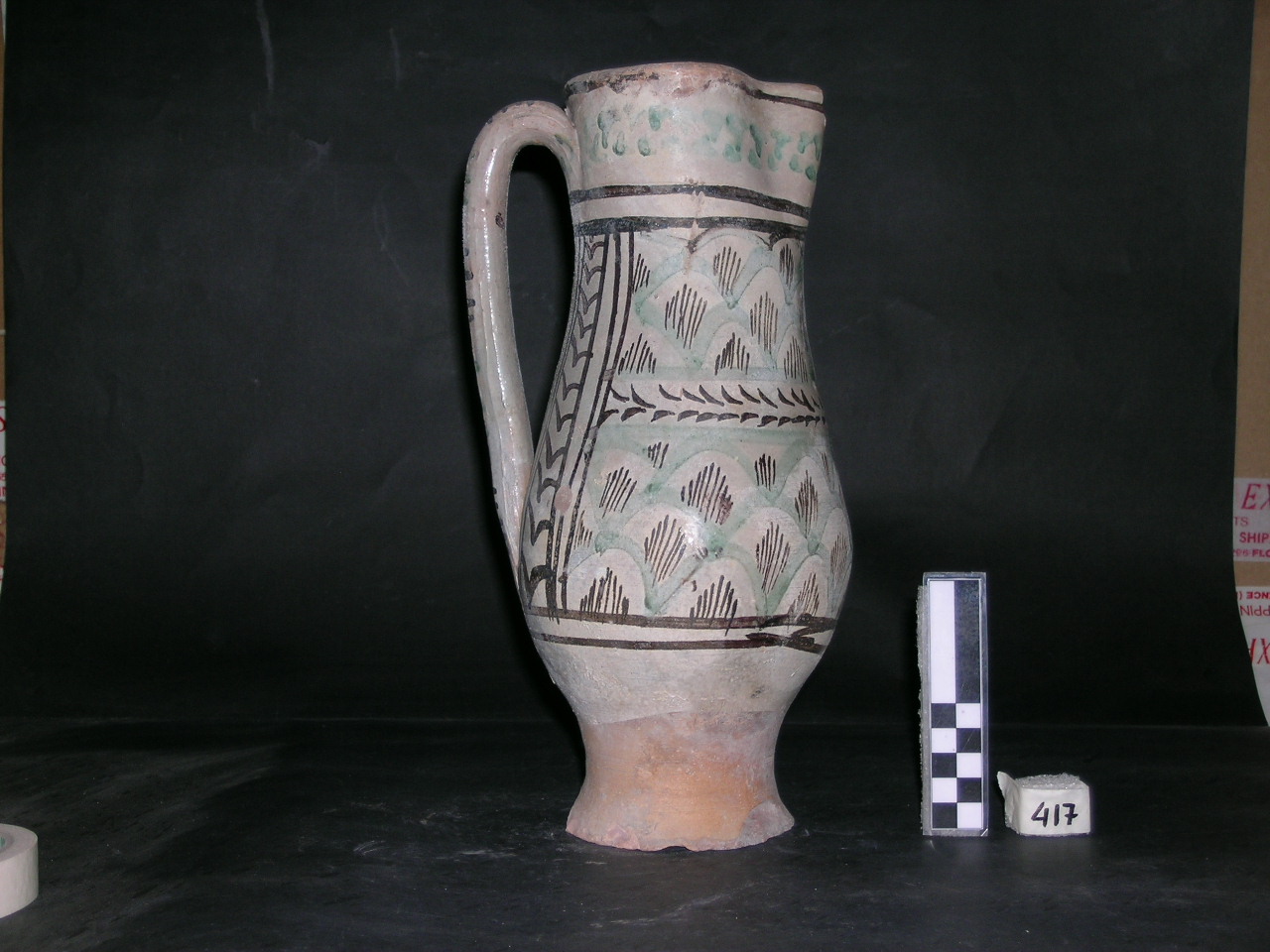 vaso - maiolica arcaica - produzione pisana (meta' sec. XIII)