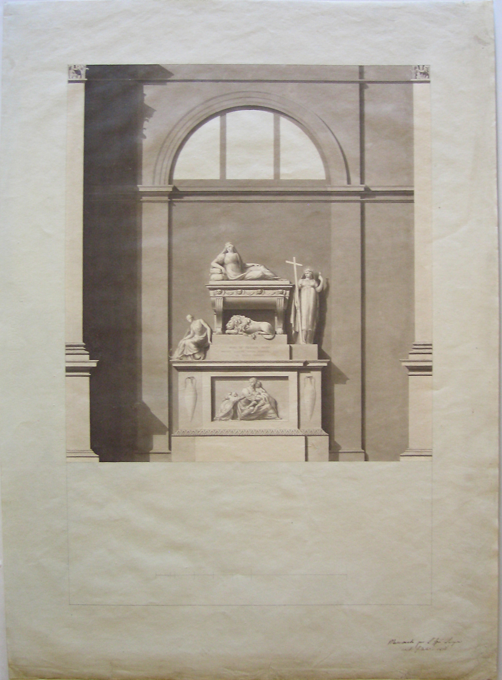progetto architettonico: monumento funebre a Maria Lodovica d'Austria a Milano - prospetto (disegno architettonico) di Cagnola Luigi (sec. XIX)