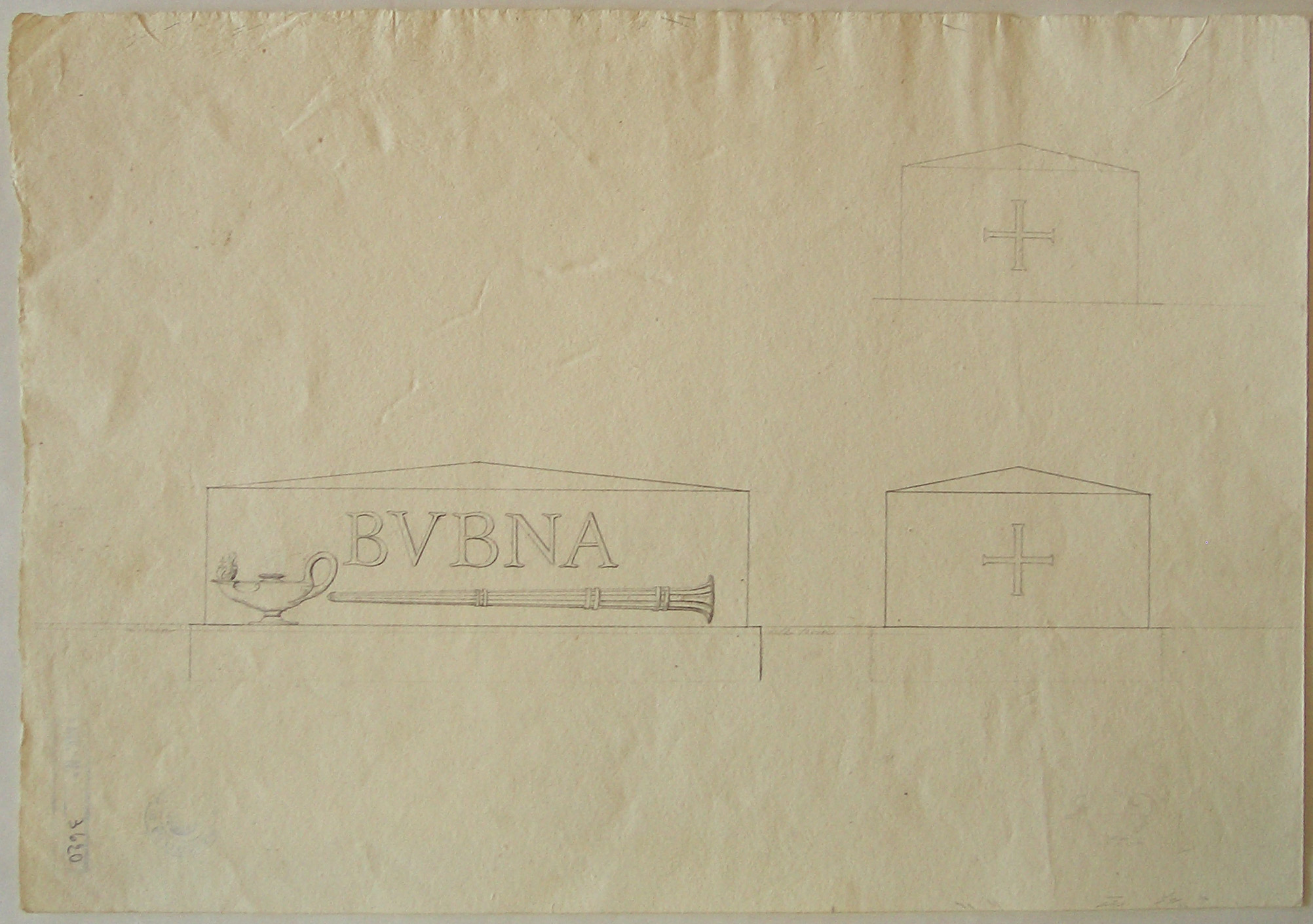 progetto architettonico: tomba del generale Bubna a Milano - prospetti (disegno architettonico) di Cagnola Luigi (sec. XIX)