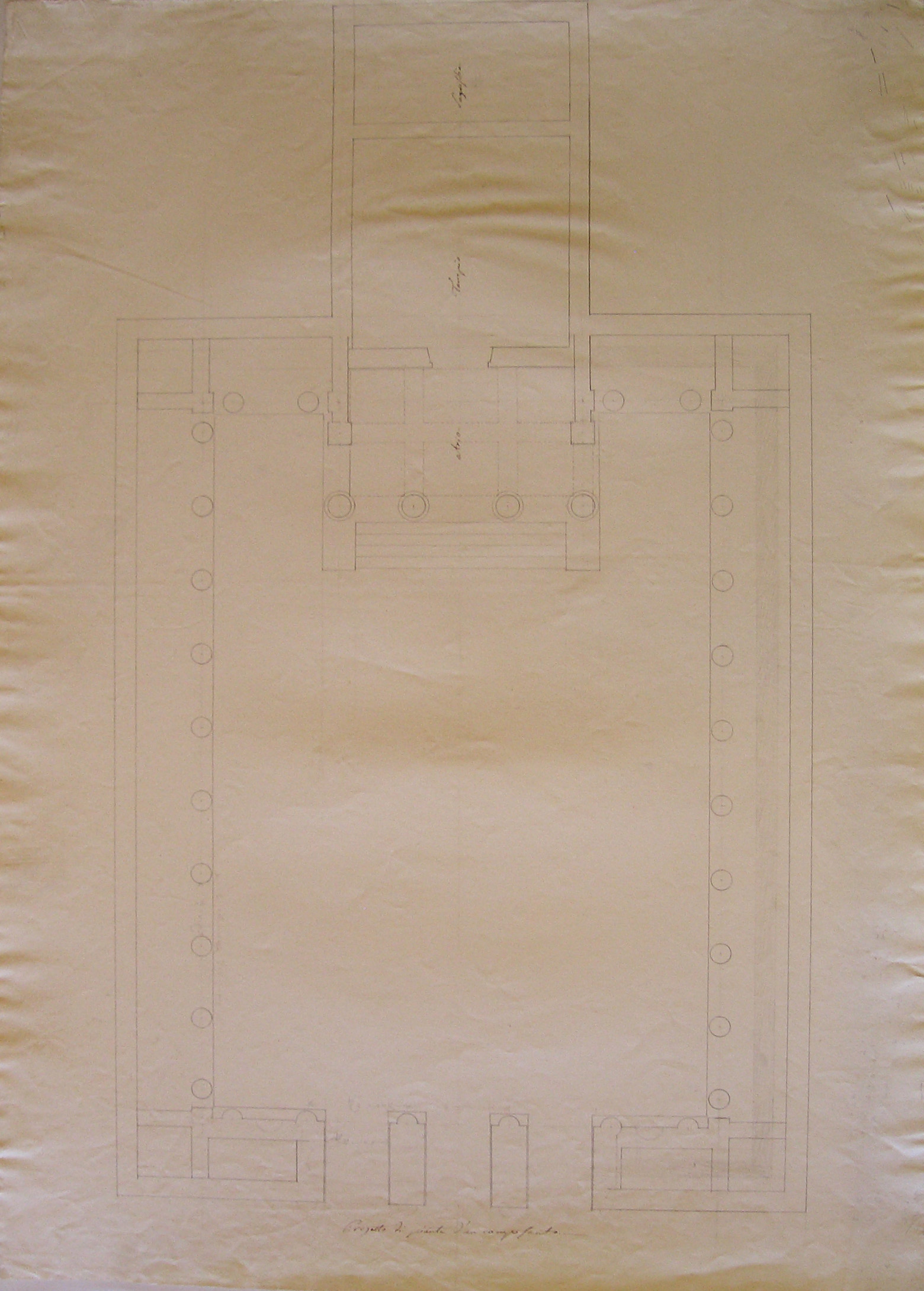 Progetto di pianta di un Campo Santo, Progetto architettonico: Cimitero - Pianta (disegno architettonico, opera isolata) di Cagnola Luigi (attribuito) (sec. XIX)