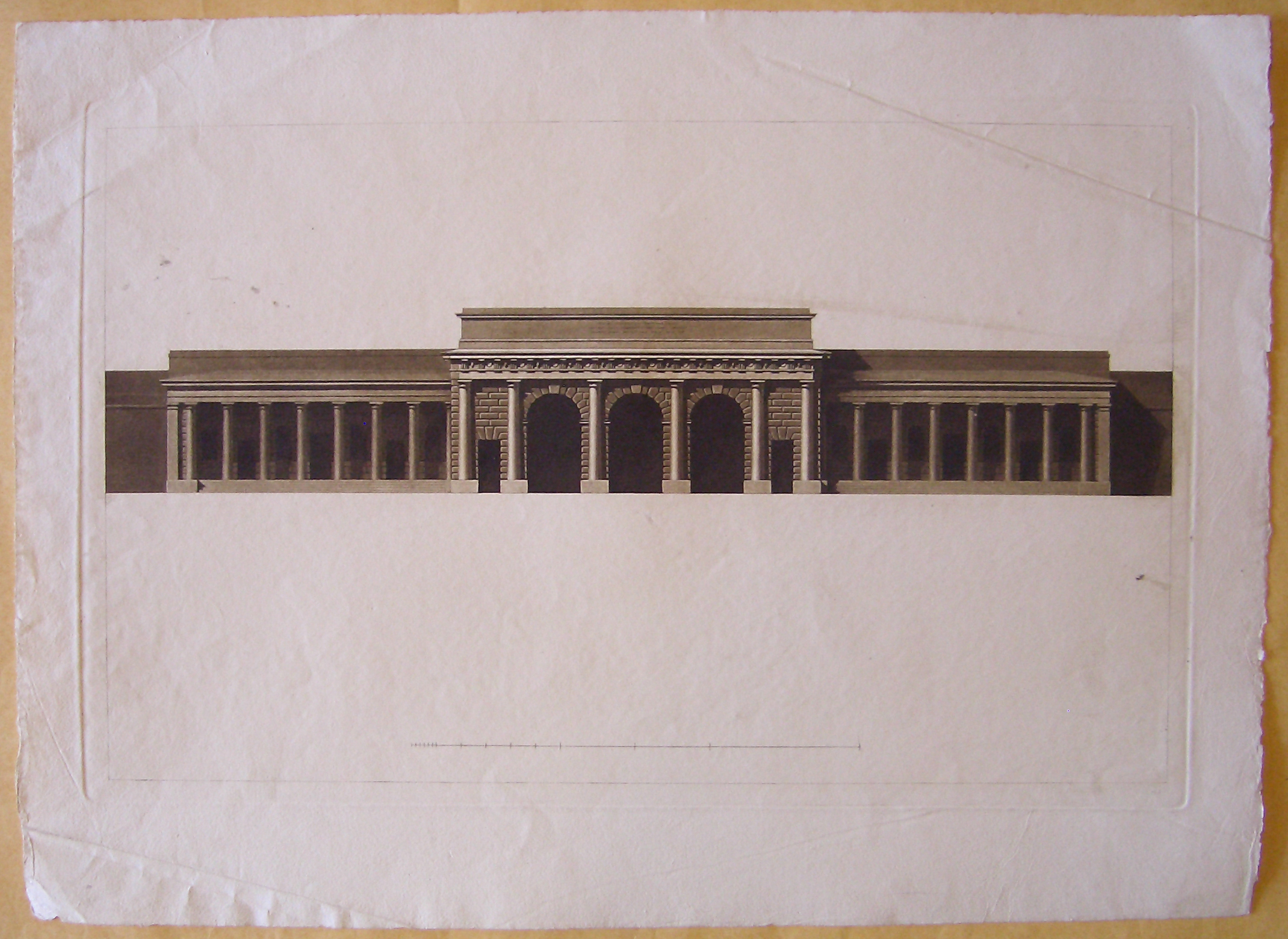 Progetto architettonico: Burghtor a Vienna - Studio per il prospetto della facciata verso l'Hofburg (stampa) di Cagnola Luigi (attribuito) (sec. XIX)
